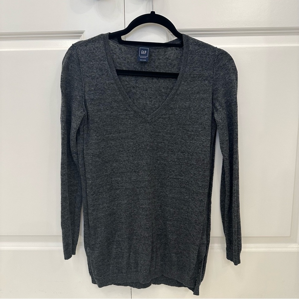 Gap linen blend sweater gray petite XSmall